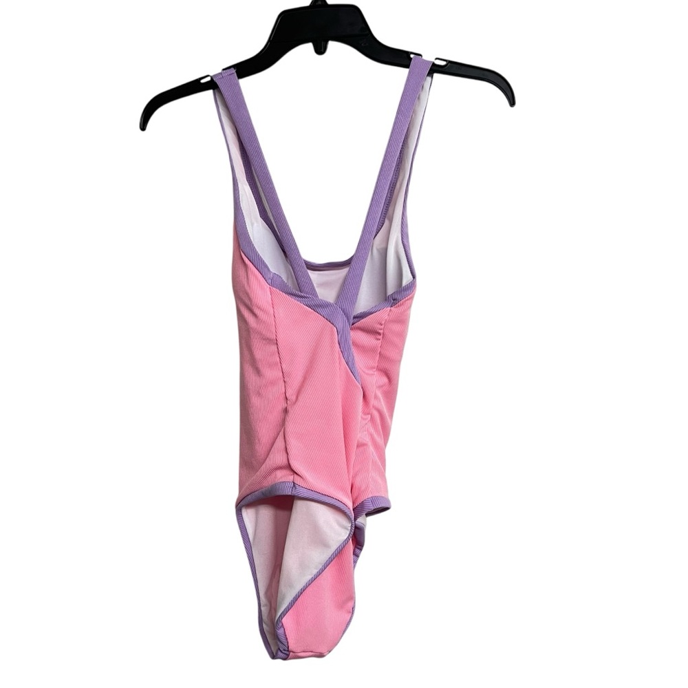 New Poetry In Ocean Pink Purple Colorblock One Piece Bathing Suit Swimsuit - Picture 2 of 5